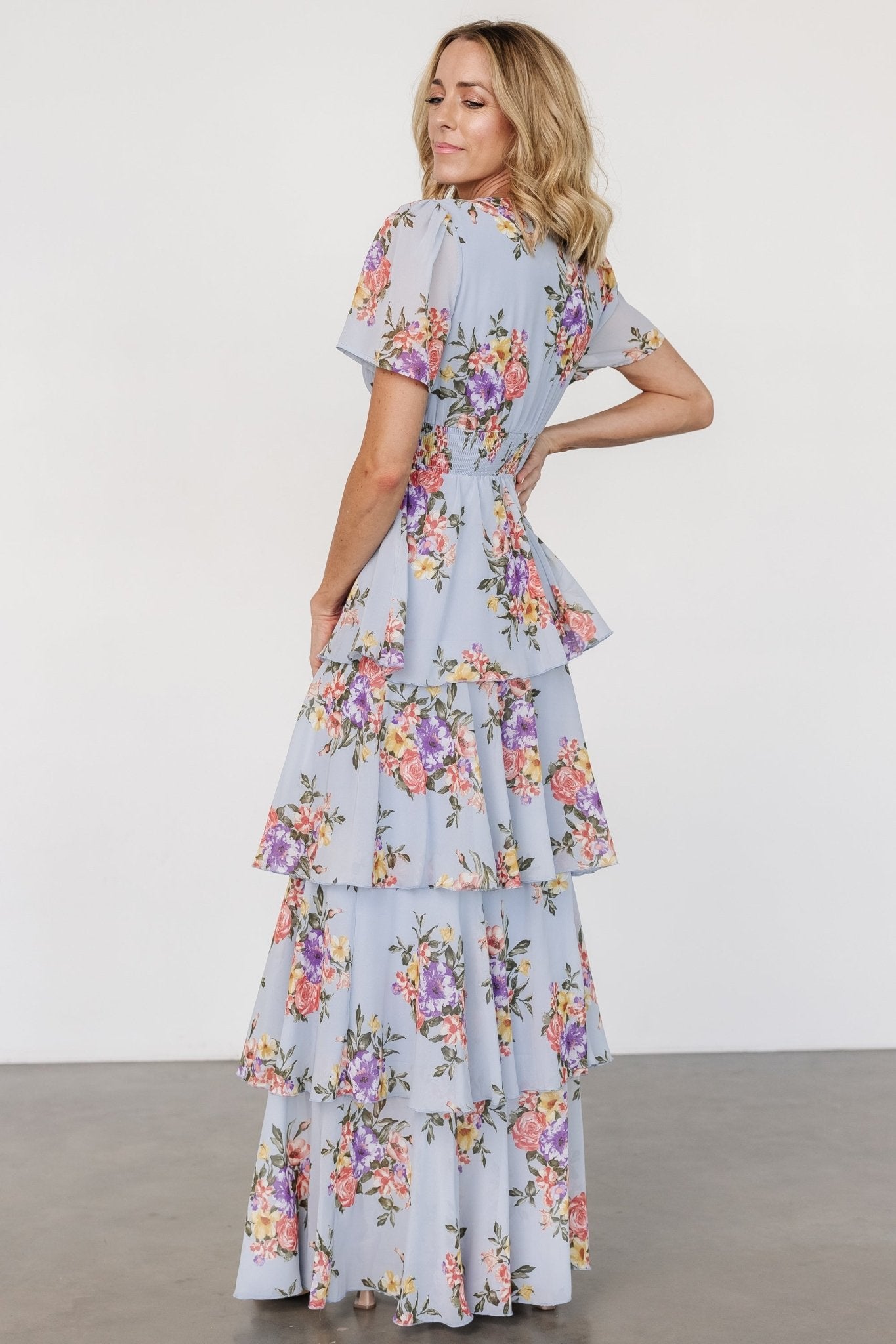 Montaigne Ruffle Maxi Dress | Light Blue Floral