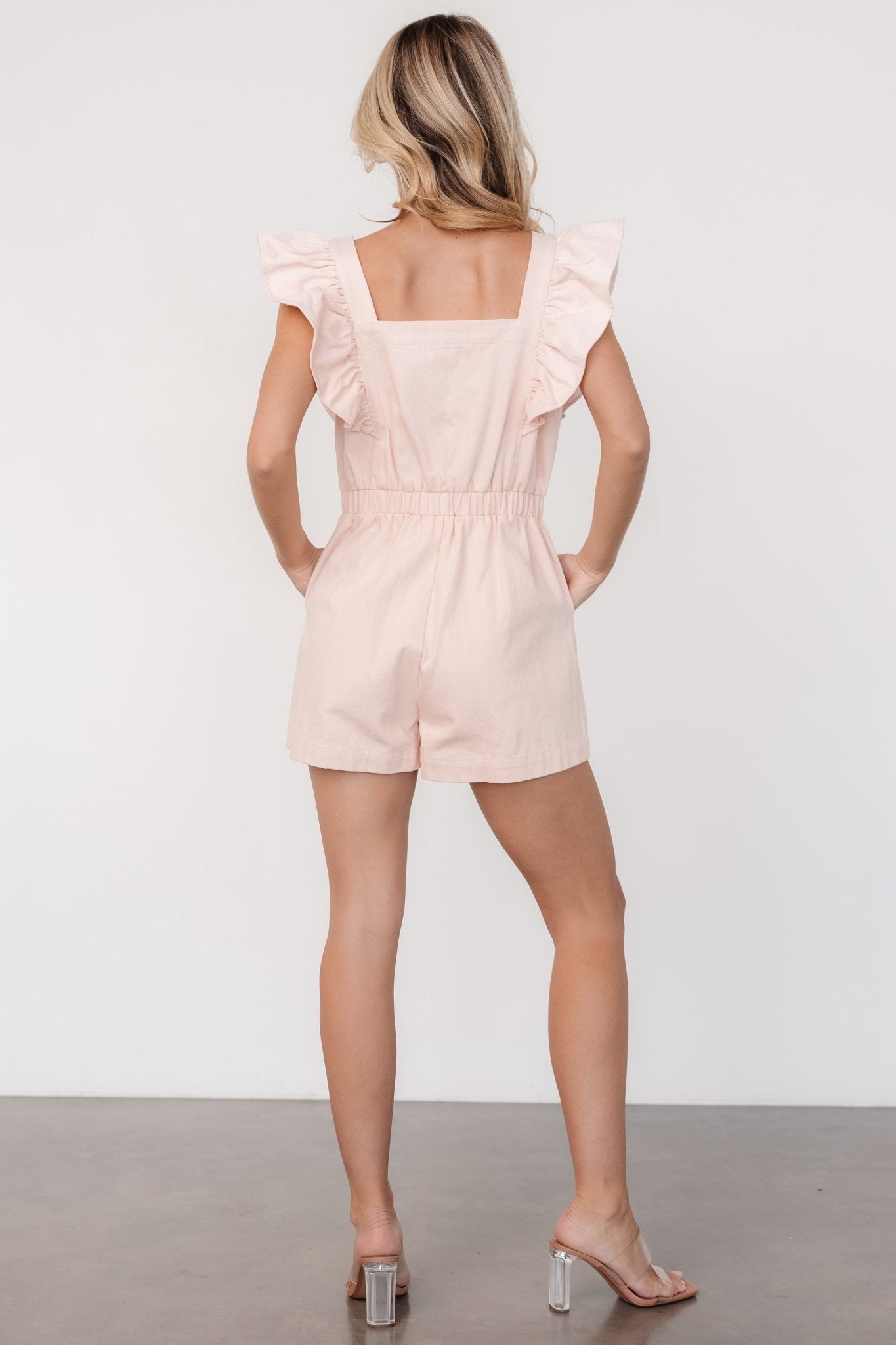 Montgomery Denim Romper | Pale Pink