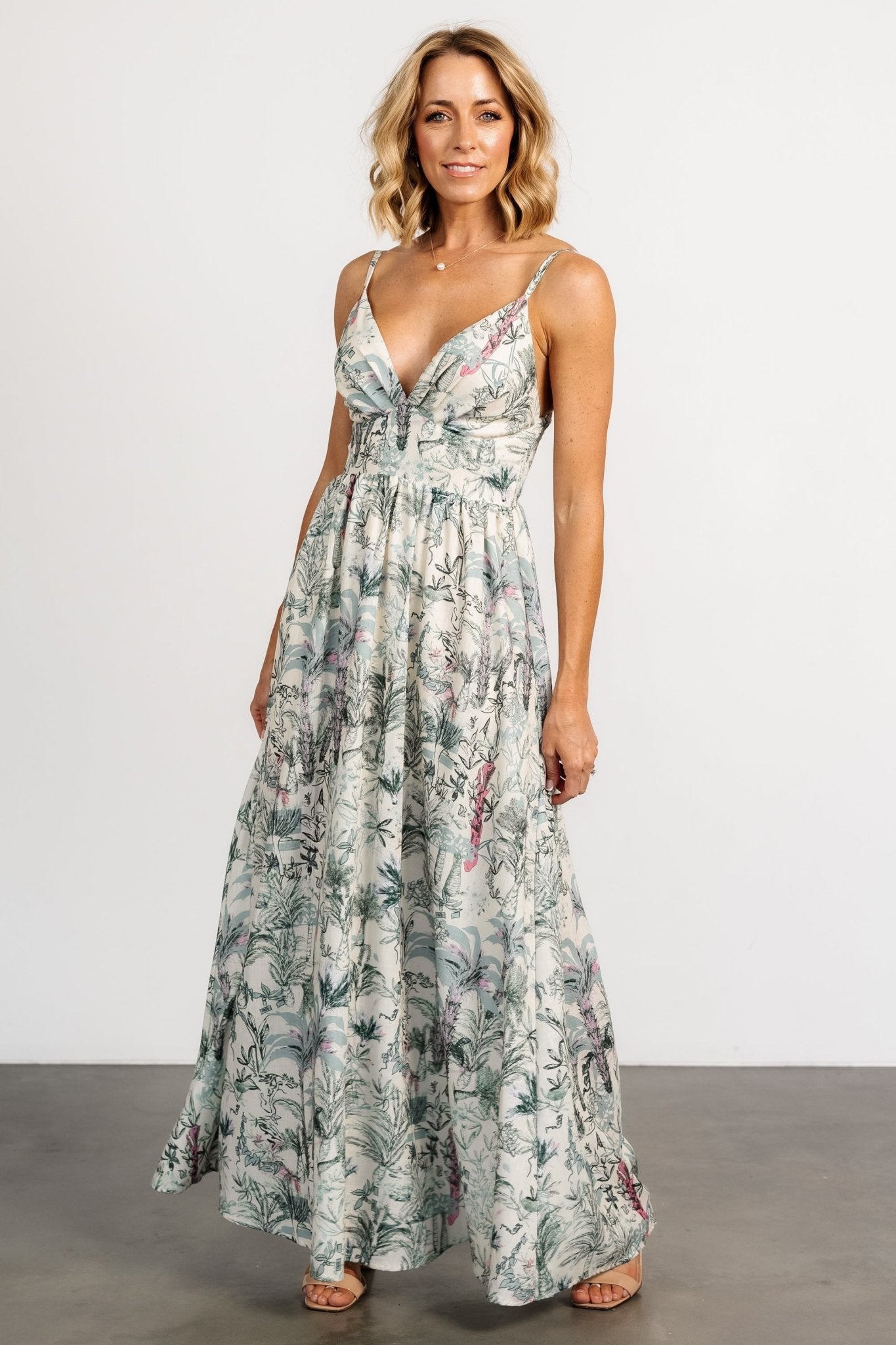 Naia Maxi Dress | Natural + Sage Print