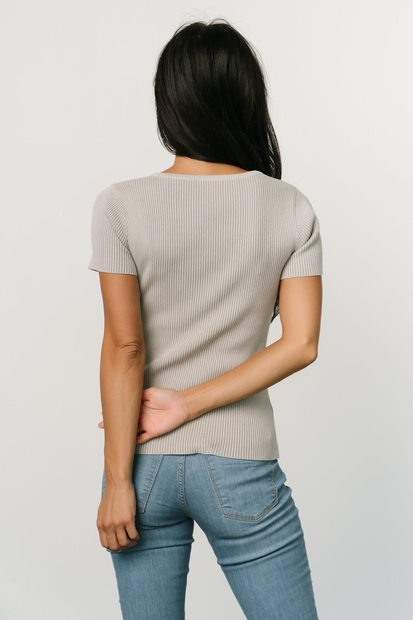 Nico Ribbed Top | Gray