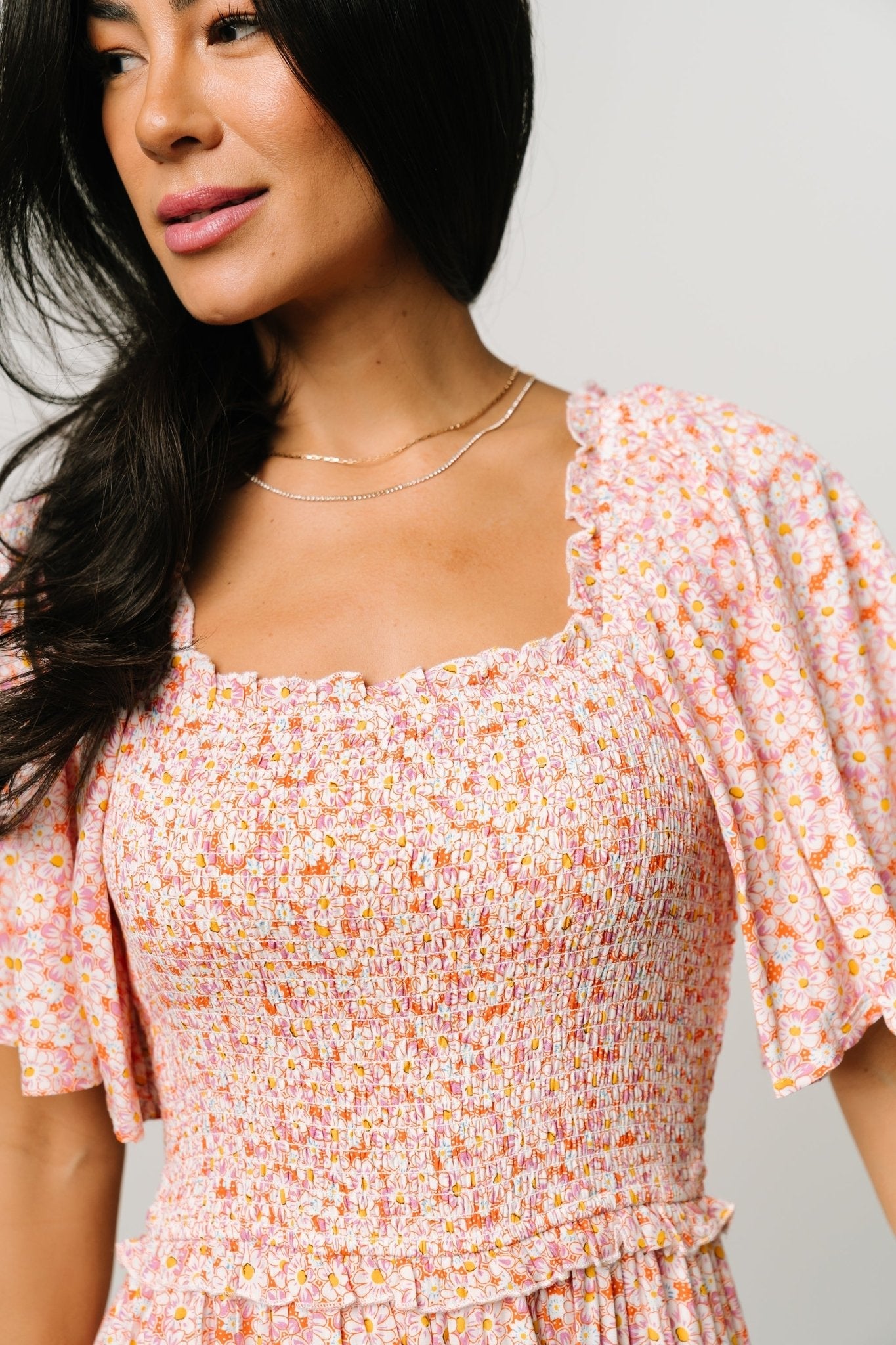 Regina Smocked Maxi Dress | Coral Floral