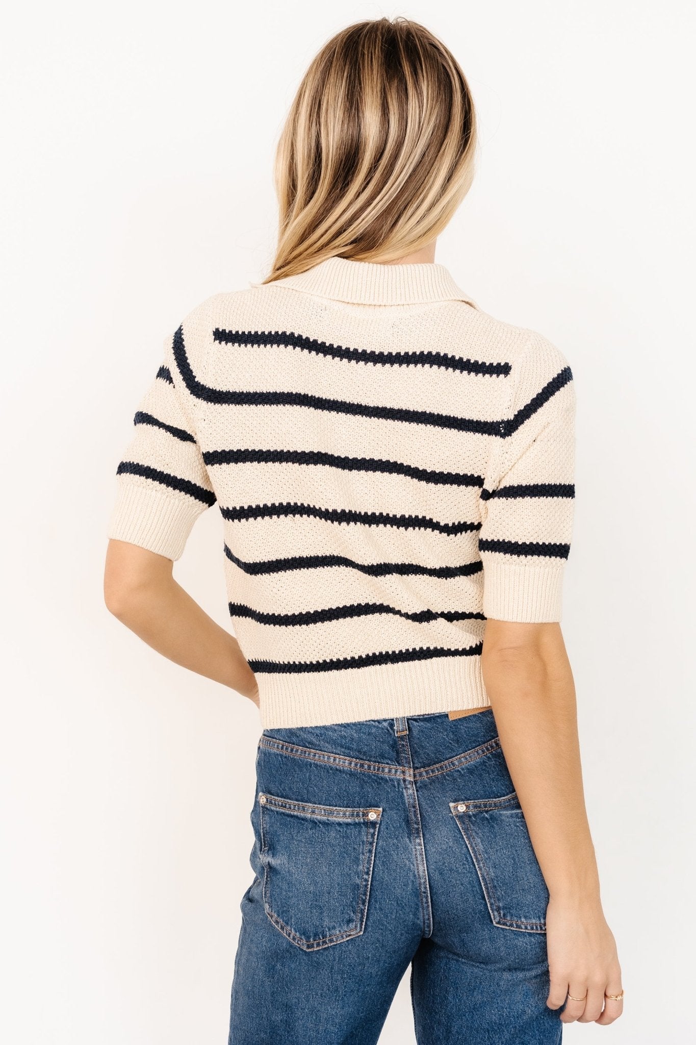 Ventura Knit Top | Cream + Navy Stripe