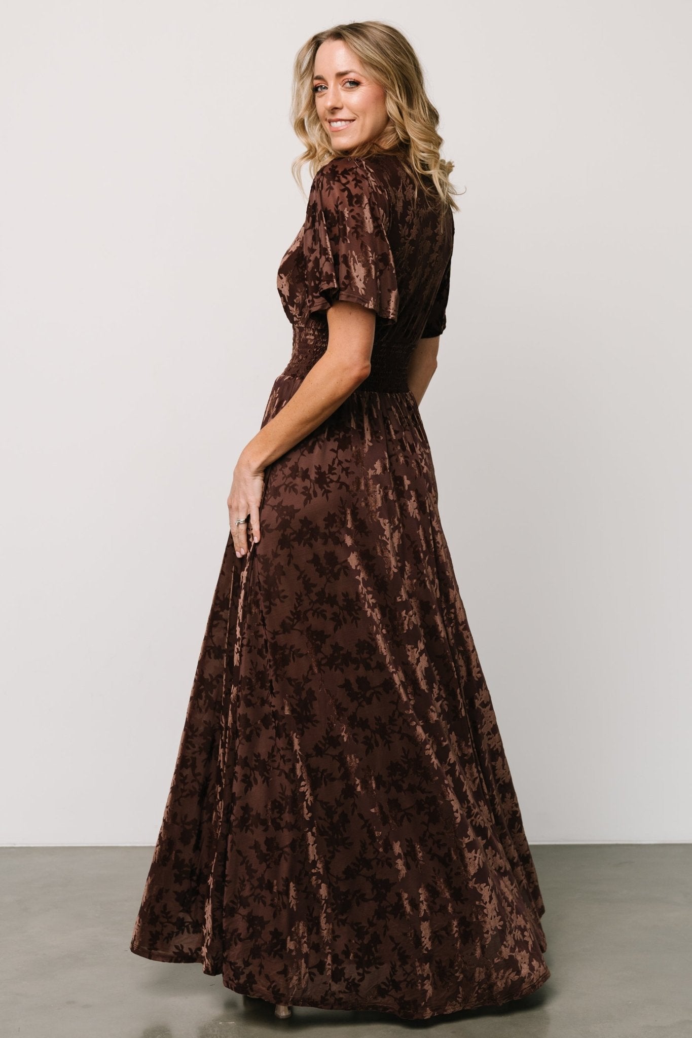 Veronica Velvet Maxi Dress | Espresso