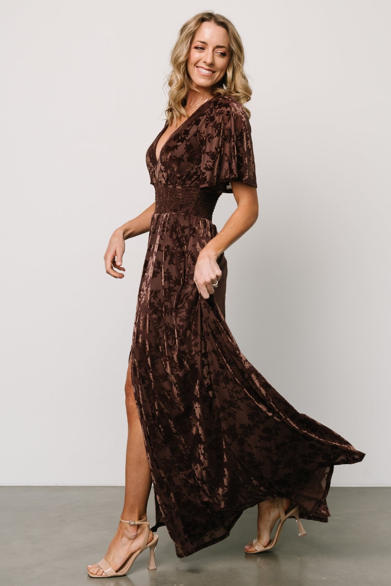 Veronica Velvet Maxi Dress | Espresso