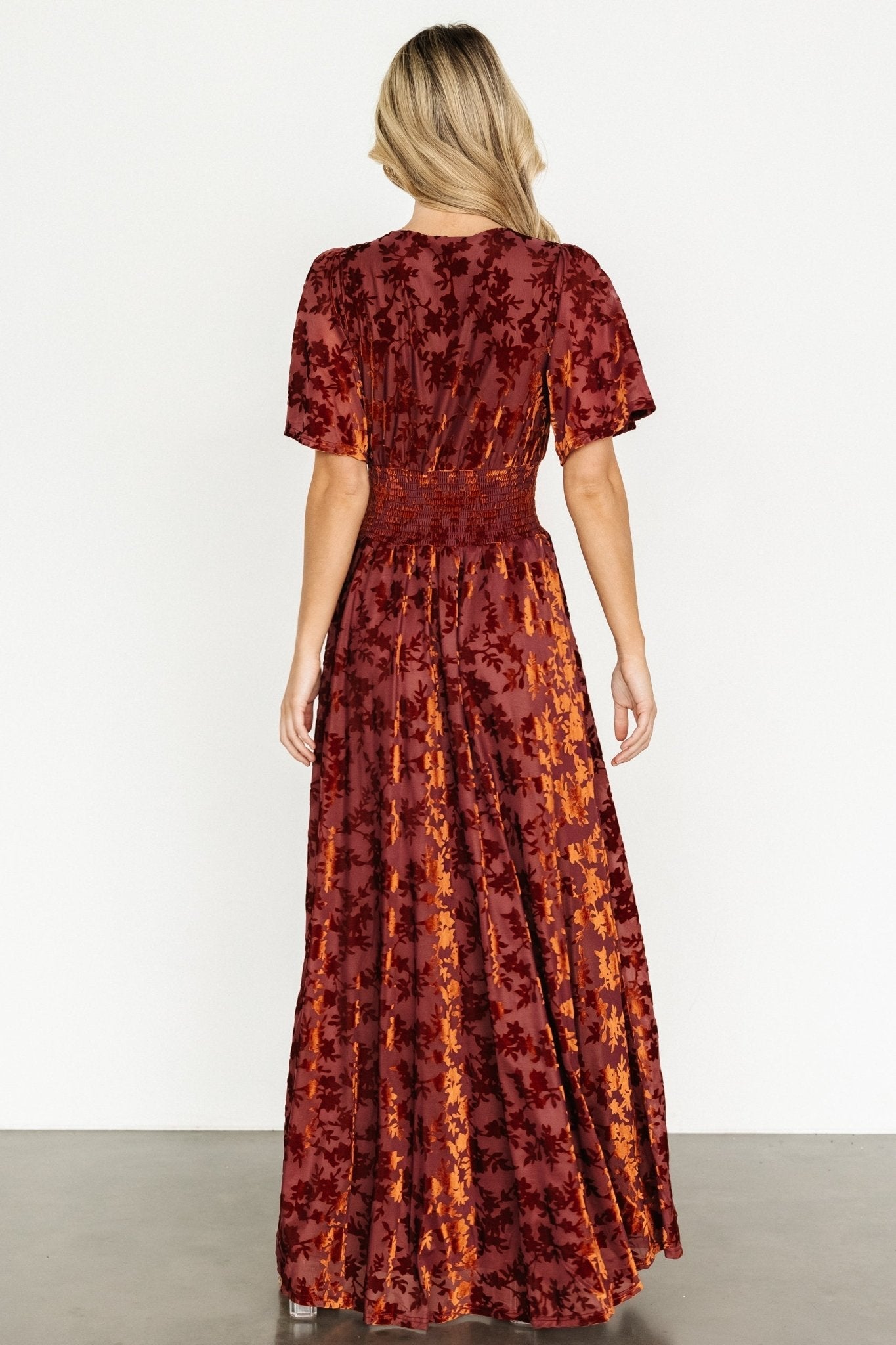 Veronica Velvet Maxi Dress | Rust