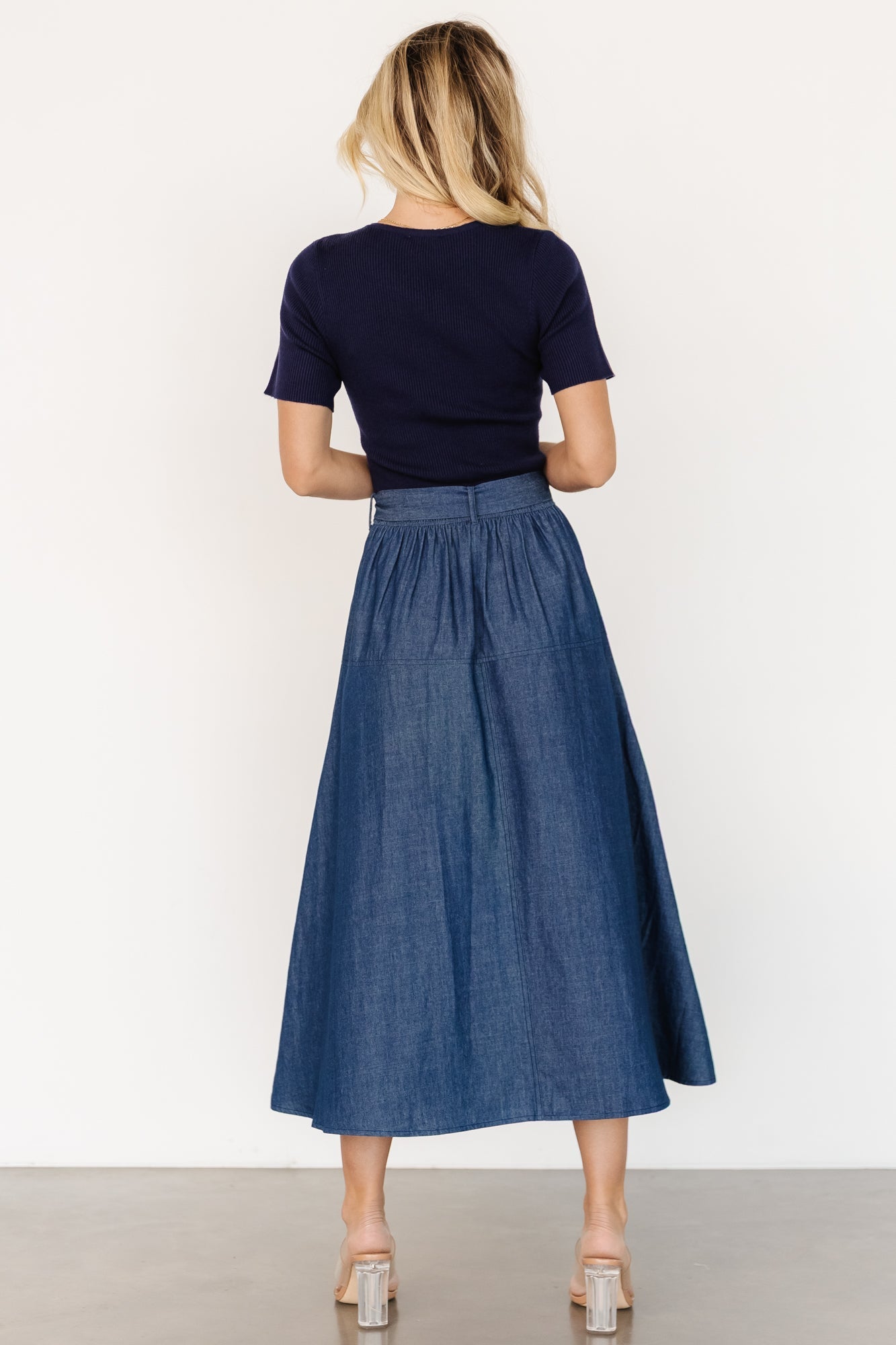 Olina Midi Dress | Chambray + Navy