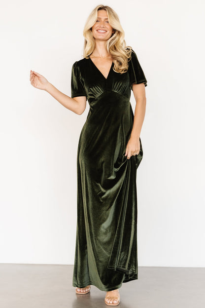 Vivian Velvet Maxi Dress | Olive
