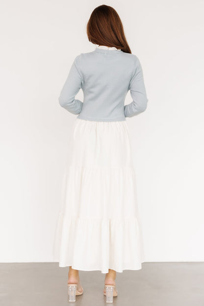 Sophie Sweater Dress | Light Blue + Ivory