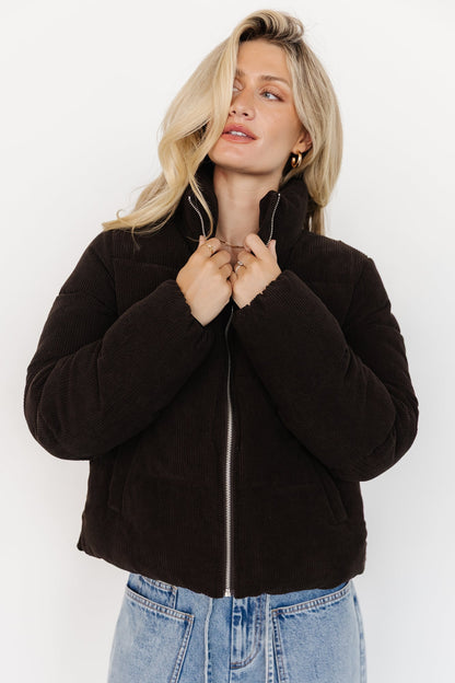 Holden Corduroy Puffer Jacket | Dark Brown