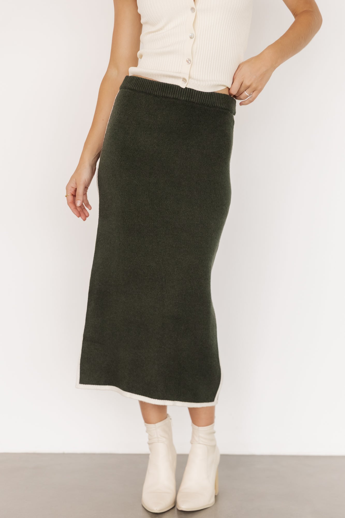 Ava Knit Midi Skirt | Dark Green