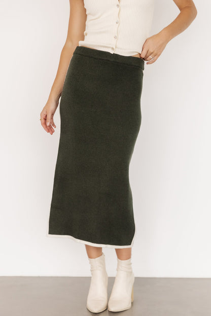 Ava Knit Midi Skirt | Dark Green