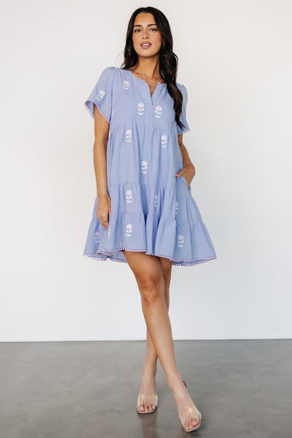 Keegan Short Dress | Blue + Ivory Floral