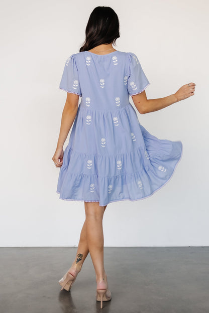 Keegan Short Dress | Blue + Ivory Floral