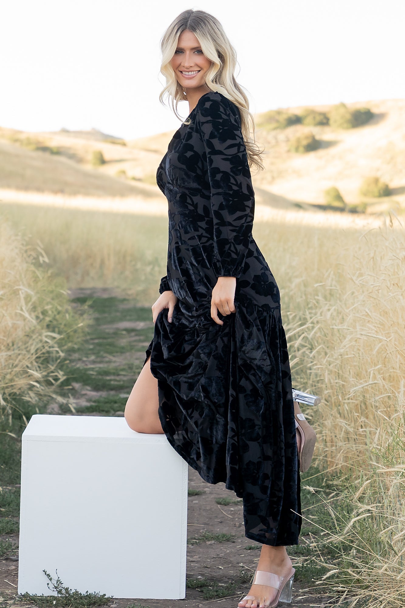 Vienna Velvet Maxi Dress | Black