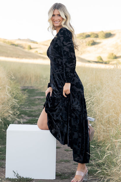 Vienna Velvet Maxi Dress | Black