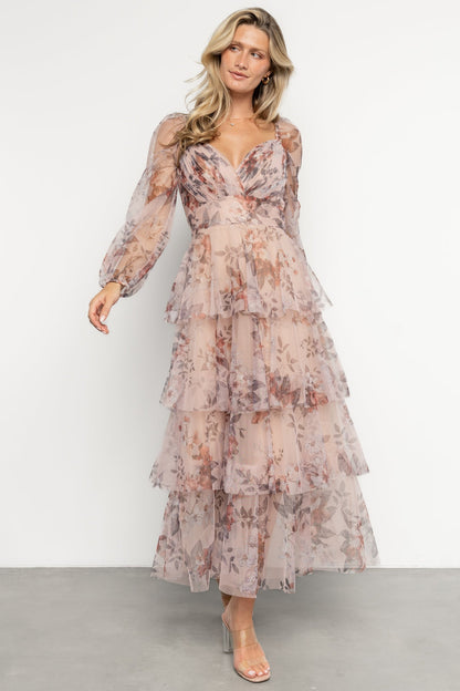 Tessa Tiered Maxi Dress | Pale Blush Floral