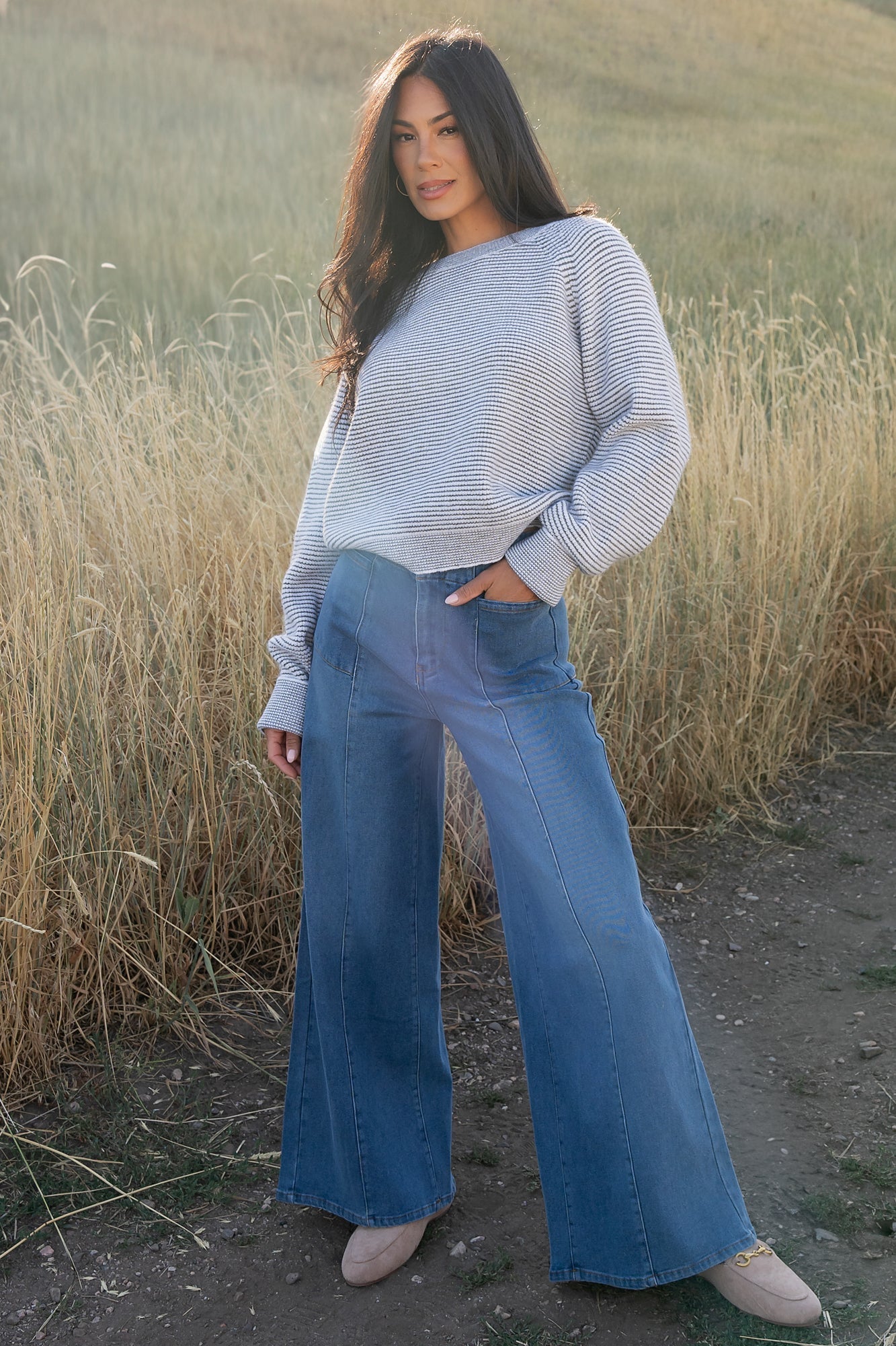 Emmi Mid Rise Wide Leg Jeans | Dark Wash