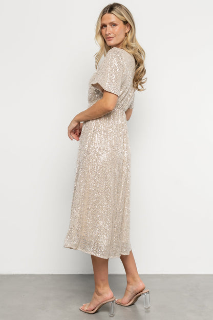 Mayfair Sequin Midi Dress | Champagne