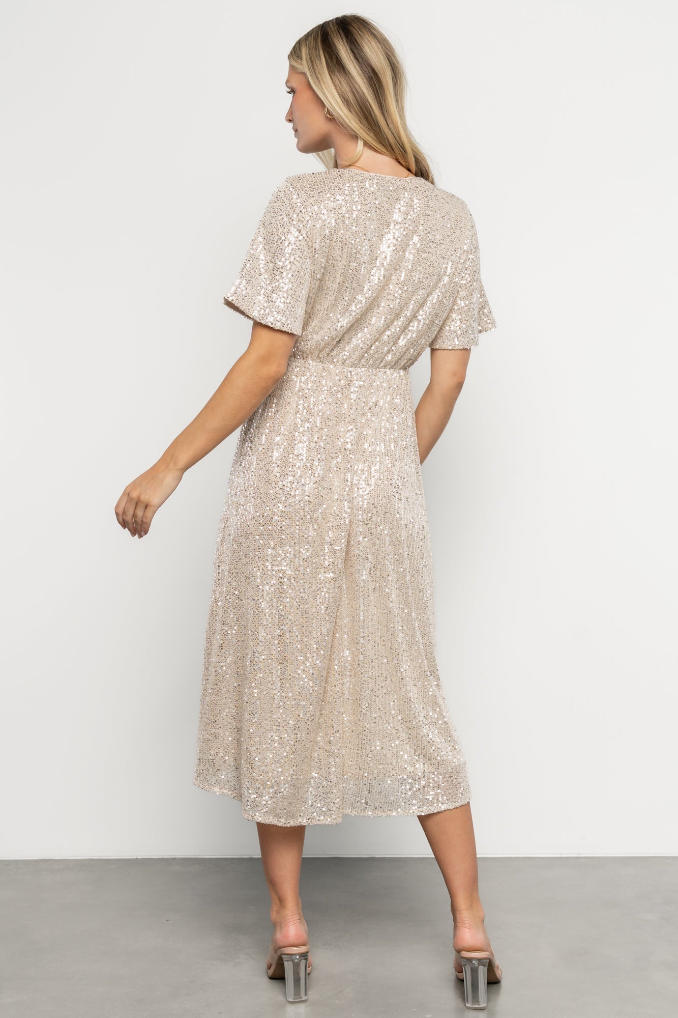 Mayfair Sequin Midi Dress | Champagne