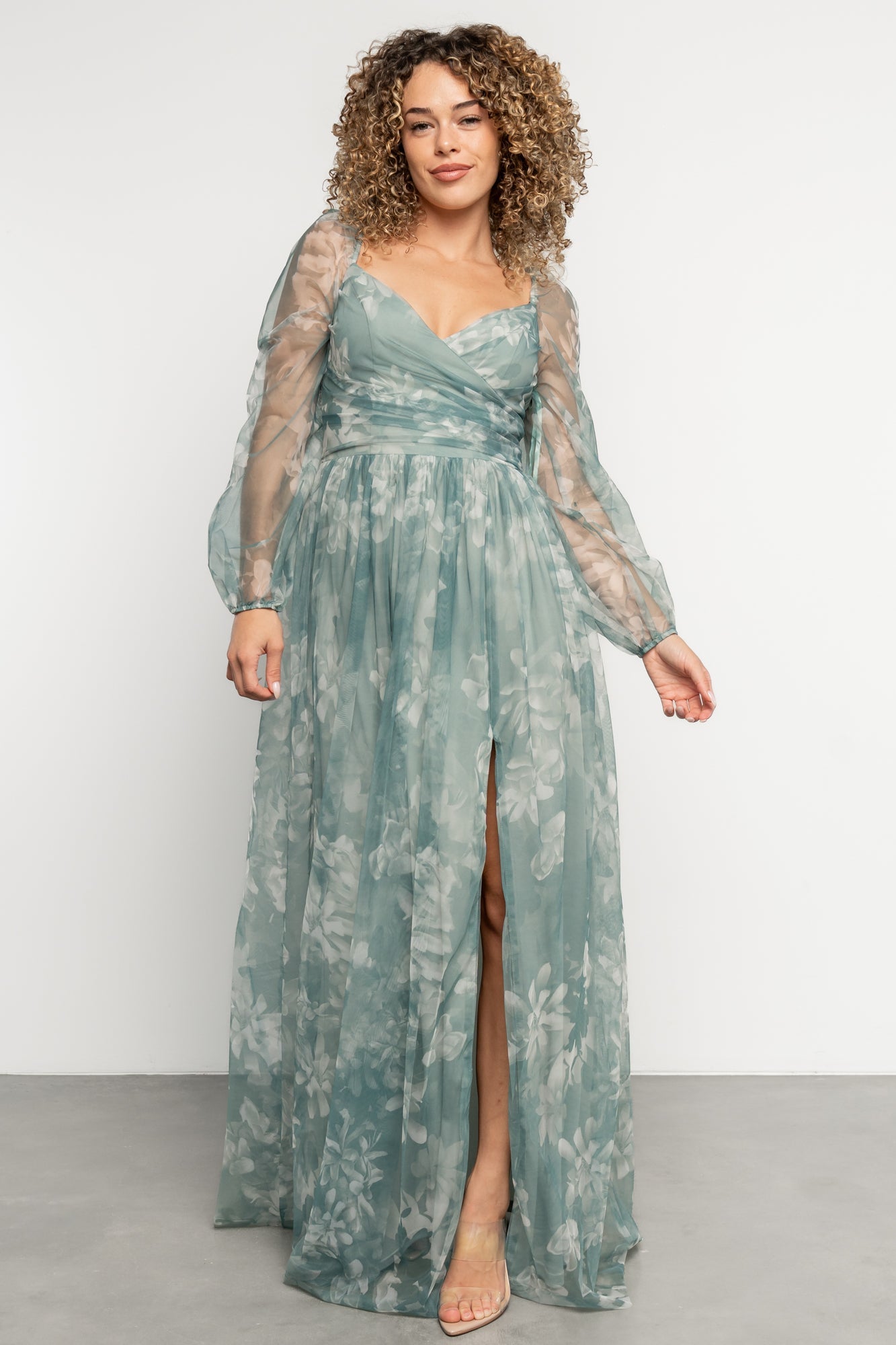 Nara Tulle Maxi Dress | Dusty Green Floral