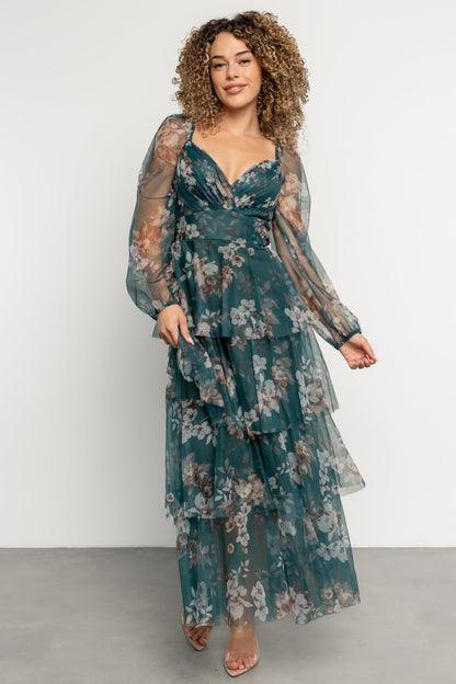Tessa Tiered Maxi Dress | Green Floral