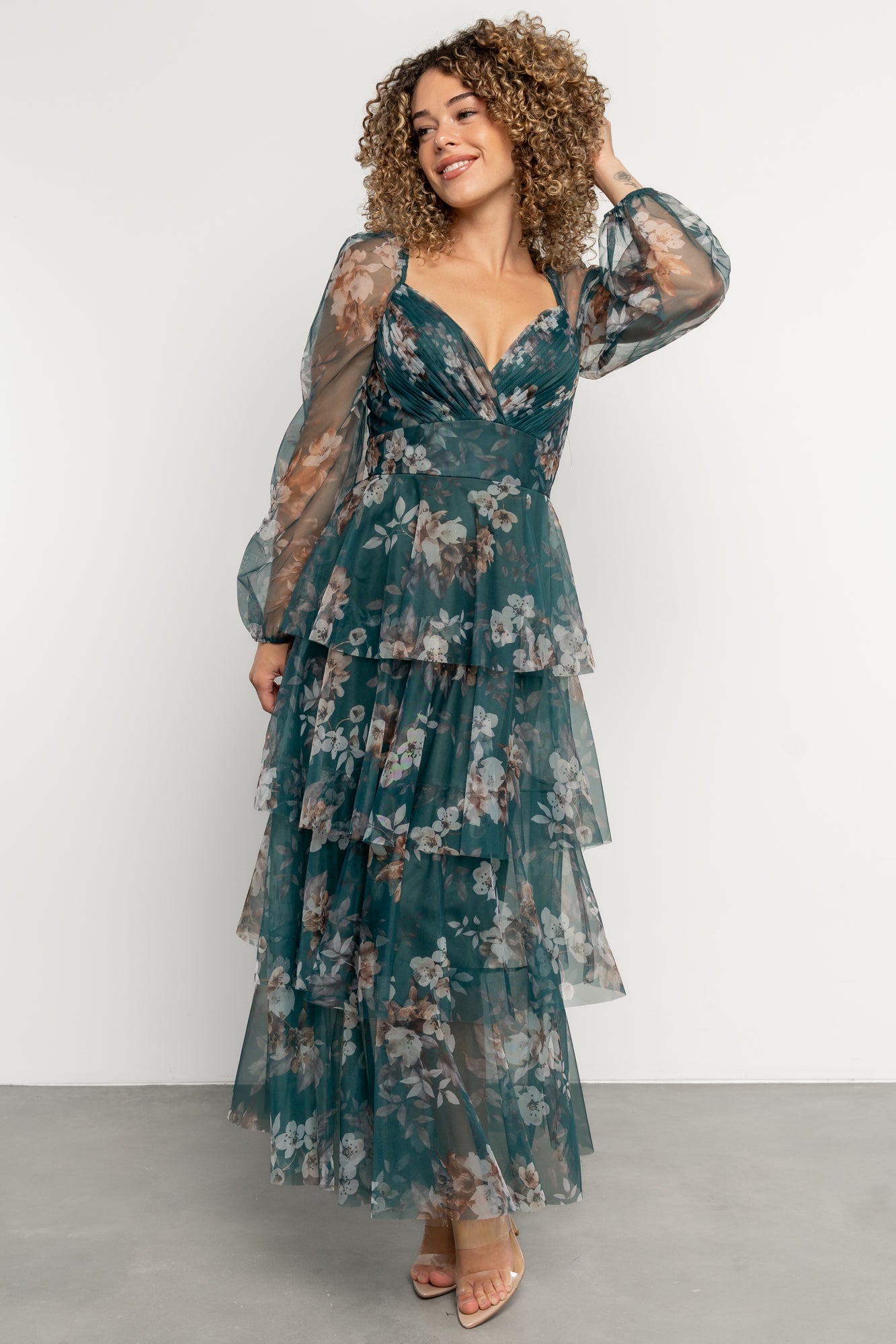 Tessa Tiered Maxi Dress | Green Floral