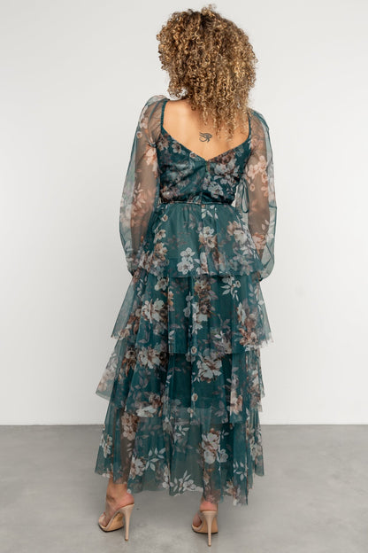 Tessa Tiered Maxi Dress | Green Floral