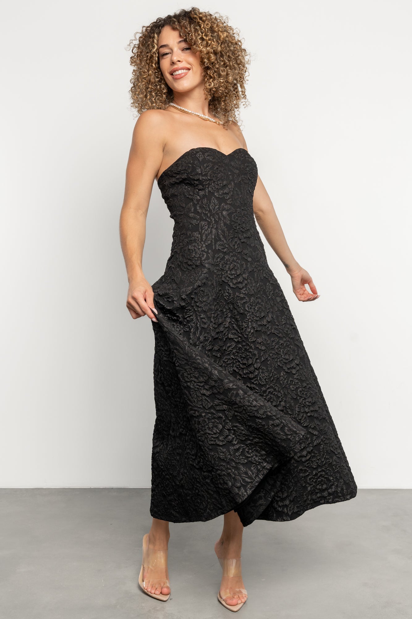 Selene Strapless Midi Dress | Black