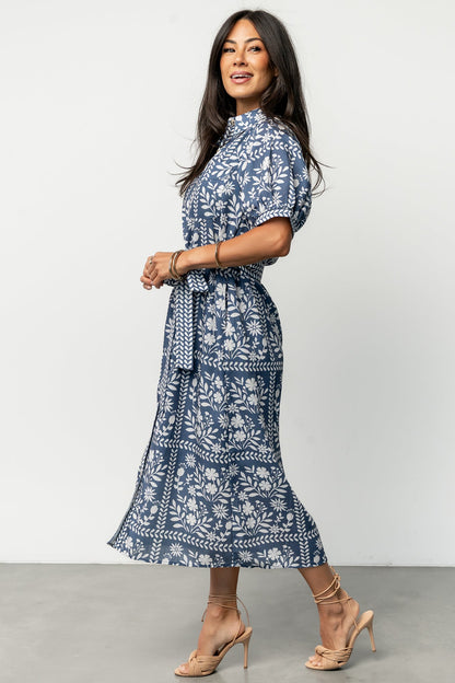 Karla Midi Dress | Deep Slate + White Floral