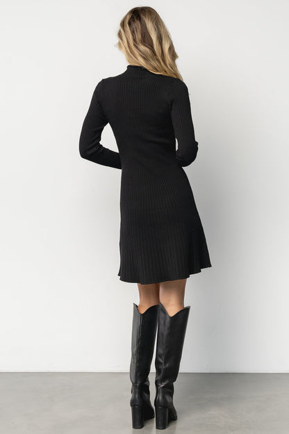 Linde Ribbed Short Dress | Black