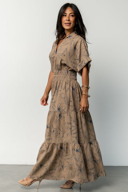 Hedda Tiered Maxi Dress | Natural + Blue Floral