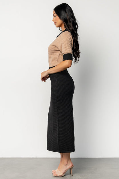 Gwendolyn Collared Midi Dress | Black + Mocha