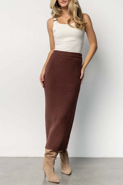 Blair Rib Knit Skirt | Mahogany