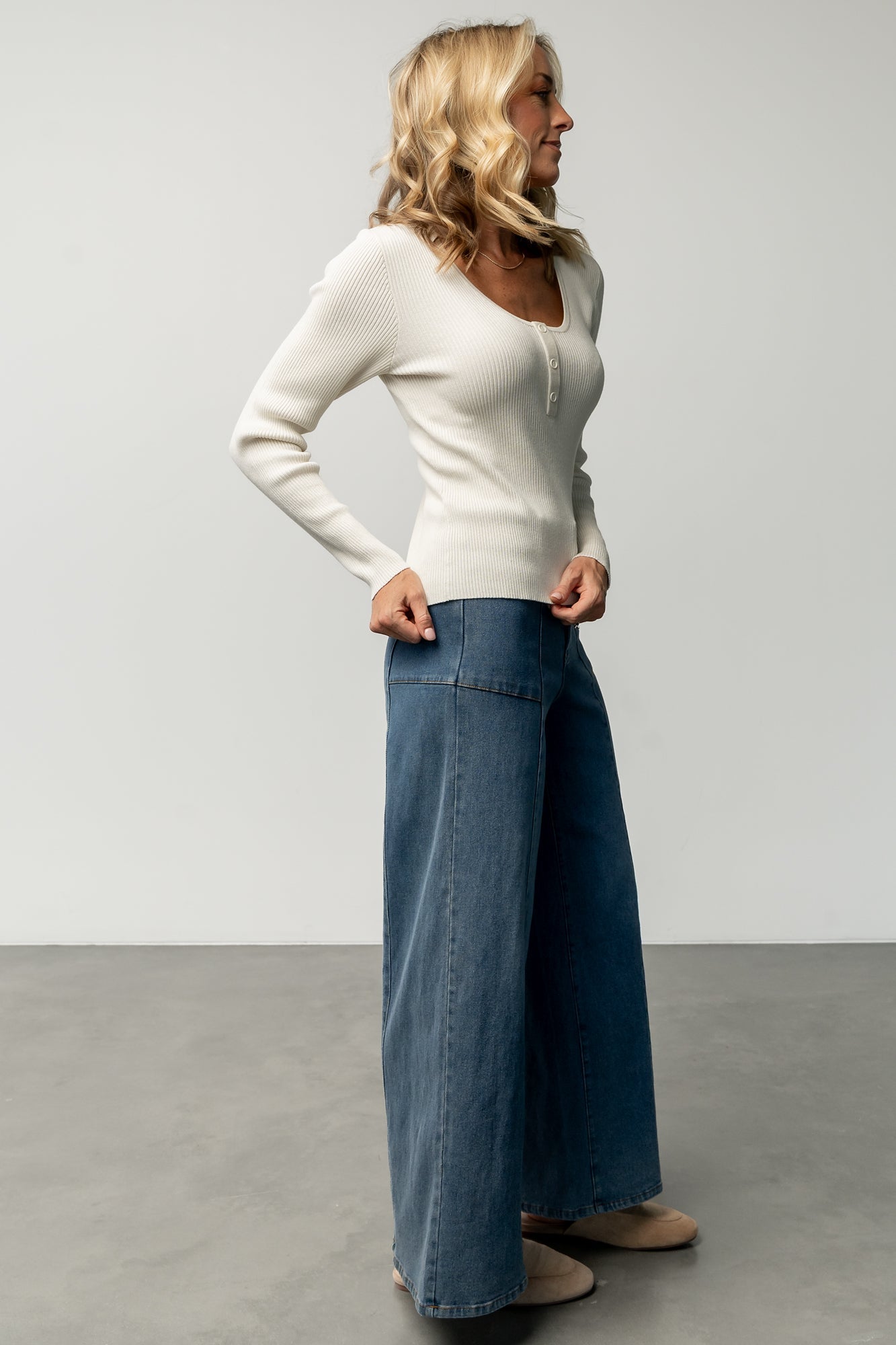 Emmi Mid Rise Wide Leg Jeans | Dark Wash