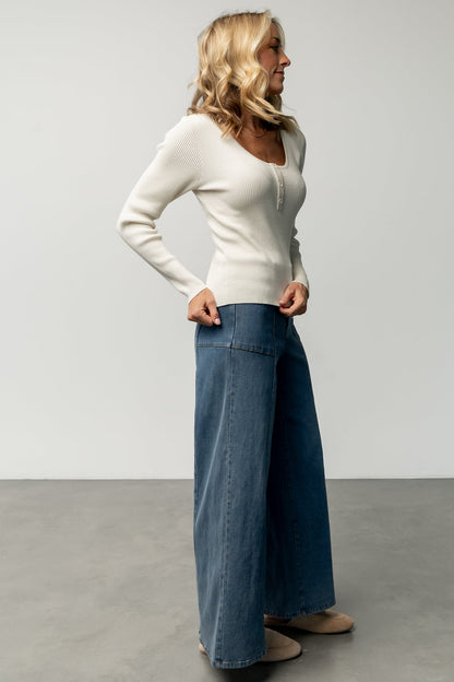 Emmi Mid Rise Wide Leg Jeans | Dark Wash