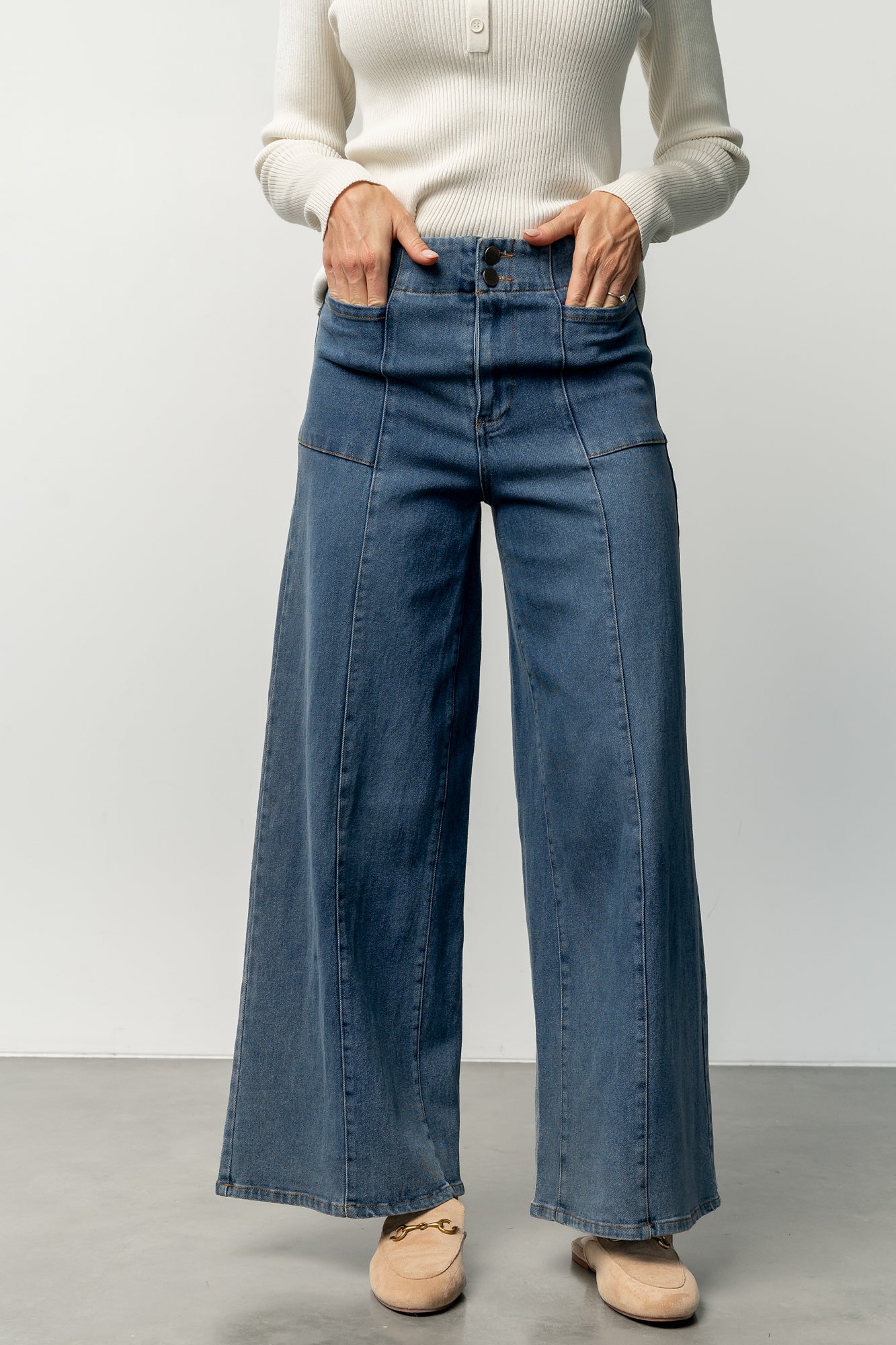 Emmi Mid Rise Wide Leg Jeans | Dark Wash