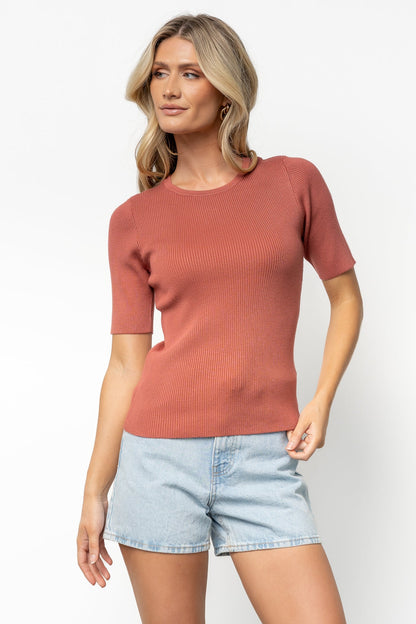 Chiara Ribbed Top | Brick