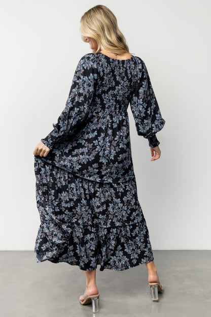 Rayna Smocked Dress | Midnight + Blue Floral