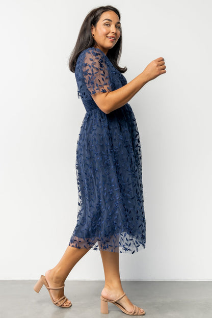 Kendra Embroidered Dress | Navy
