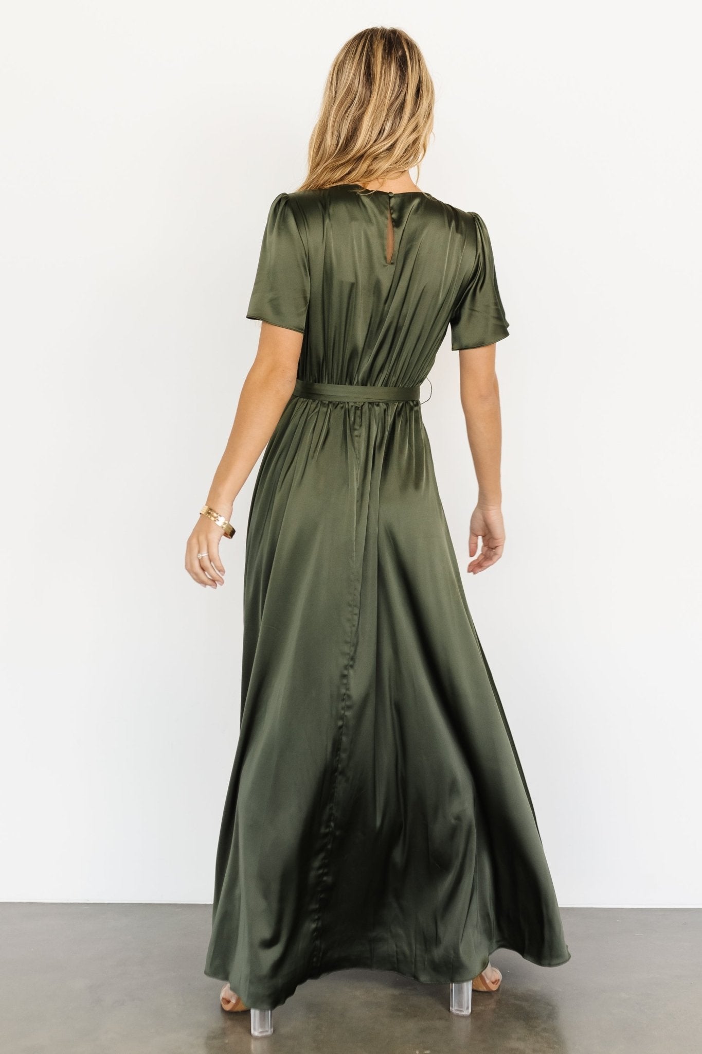 Agnes Satin Maxi Dress | Juniper Green