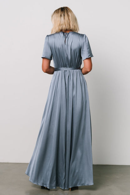 Agnes Satin Maxi Dress | Whisper Blue