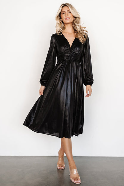 Aisha Shimmer Dress | Black