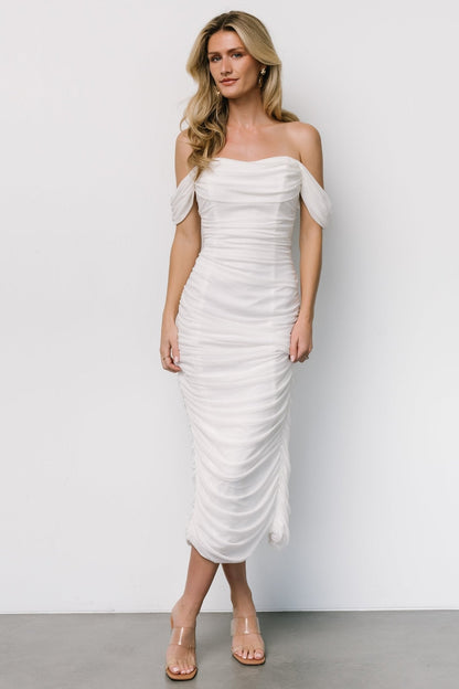 Alessandra Mesh Midi Dress | Off White