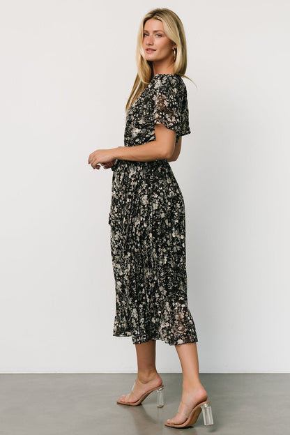 Alexandra Pleated Dress | Black + Slate