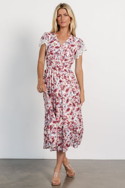 Aliyah Midi Dress | Berry Floral