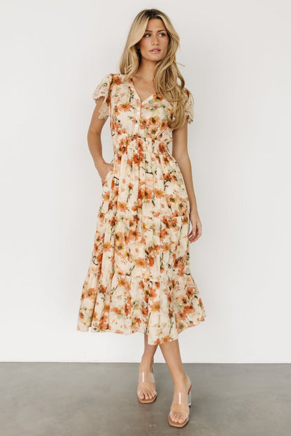 Aliyah Midi Dress | Coral Floral
