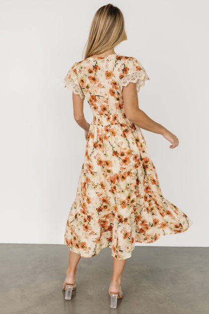 Aliyah Midi Dress | Coral Floral
