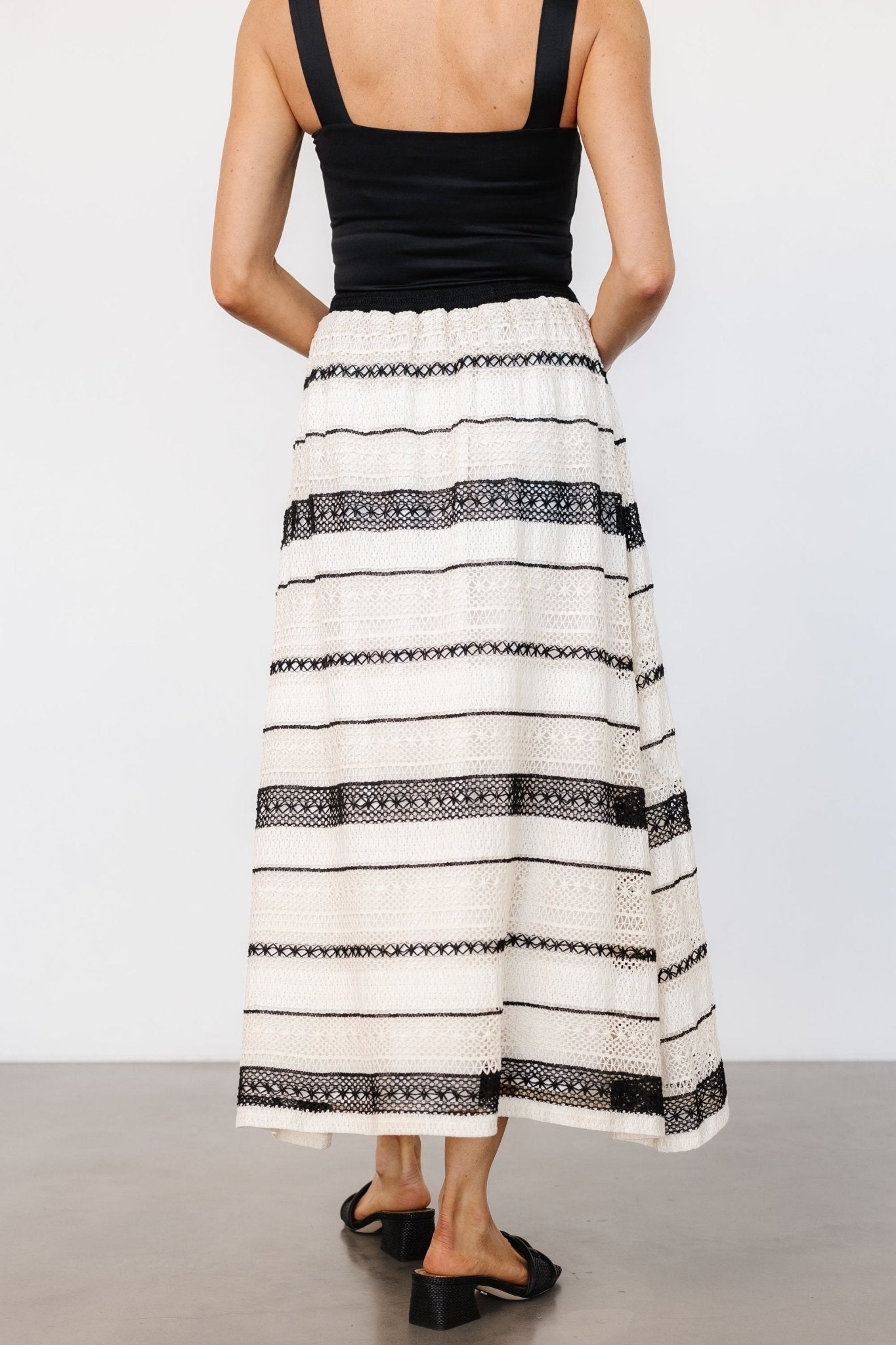 Alondra Woven Skirt | Cream + Black