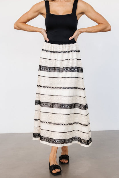 Alondra Woven Skirt | Cream + Black