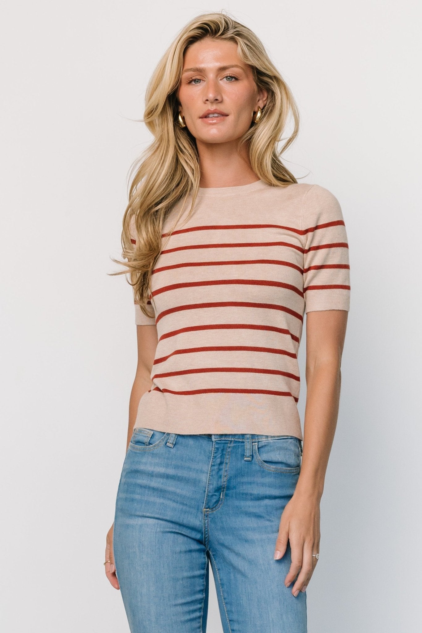 Alyson Knit Top | Oatmeal + Rust